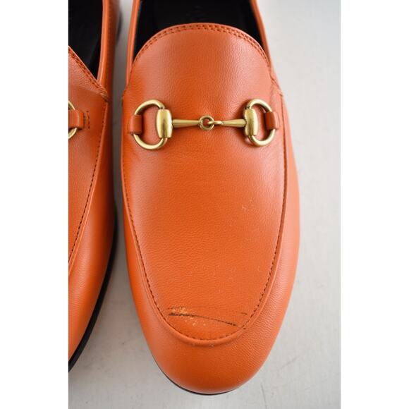 Gucci Brixton Collapsible Deep Orange Leather Horsebit Slipper Flat Loafer 36 - Picture 11 of 16